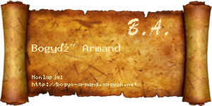 Bogyó Armand névjegykártya